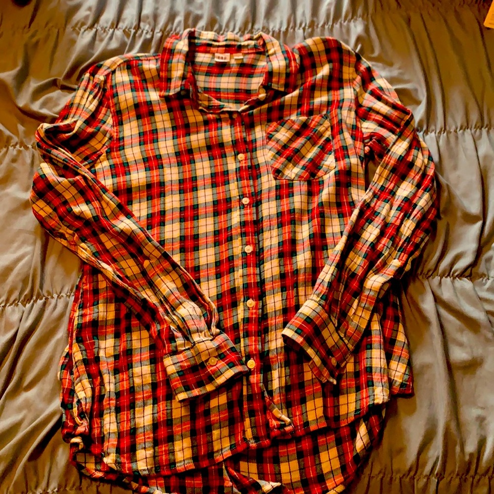 Gently used, GAP ~ Red, White, Green & Yellow Flannel 💛